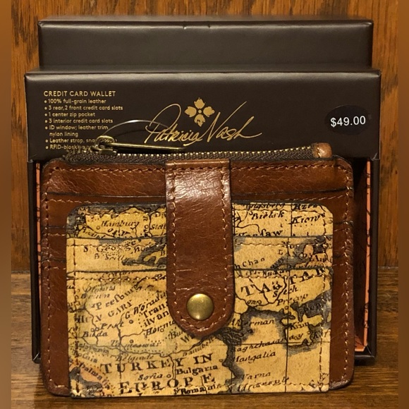 NWT-Patricia Nash-SET-European Map-Carisbrooke Satchel & Cassis ID Case-$248 - Picture 12 of 16